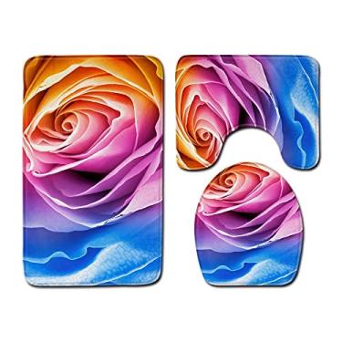 Imagem de Tapete de Banho Rosa Dia dos Namorados 3 Peças Conjunto de Banheiro Tapete Antiderrapante para Decoração de Casa Tapete de Banheiro, Conjunto de Três Peças 6,50cmX80cm