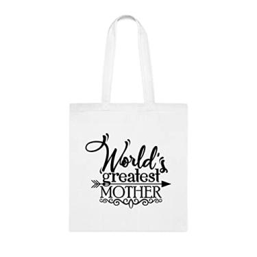 Imagem de A melhor bolsa tote para mãe do mundo, ideia de presente para mãe, bolsa de ombro para mãe, bolsas reutilizáveis para mãe, presente para mãe da filha favorita, filho e filhos, Branco