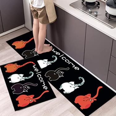 Imagem de Conjunto de 2 tapetes de cozinha antifadiga, antiderrapante, espessos, acolchoados, tapetes de cozinha com corredor, tapetes resistentes e confortáveis, à prova d'água, tapete de cozinha, 40 x 119 cm