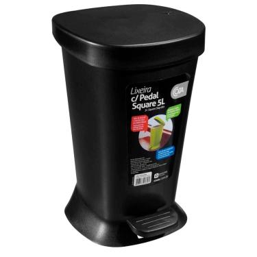 Imagem de Lixeira Coza com Pedal Square em Polipropileno 5L - Preto