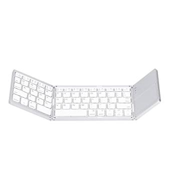 Imagem de Teclado dobrável USB Bluetooth de modo duplo, teclado ultrafino recarregável portátil Bluetooth 140 mAh, com touchpad (branco)