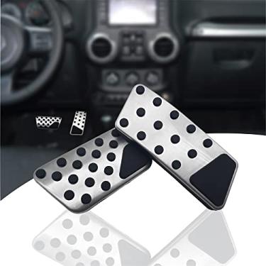 Imagem de NYZAUTO Compatível com pedais antiderrapantes Jeep Wrangler 2007-2018 JK JKU, AT No Drilling Aluminum Brake and Accelerator Pedal Covers