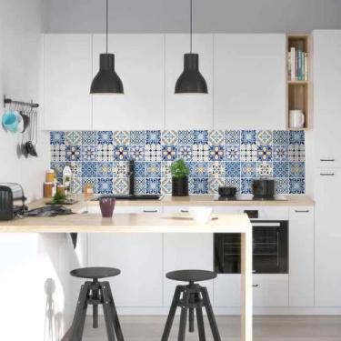 Imagem de Papel De Parede Lavavel Para Cozinha Banheiro Revestimento Brilho Azul