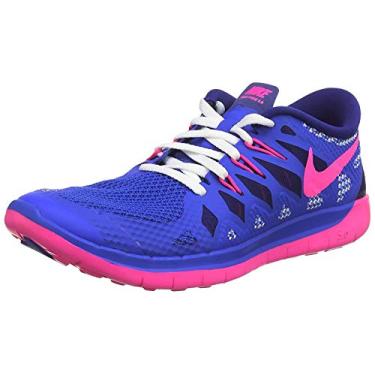 Imagem de Nike Kids Free 5.0 Running Shoes 644446-400 Blue/Pink (3.5)