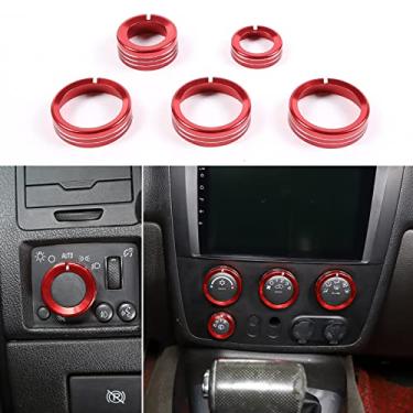Imagem de PIUGILH Tampa do botão do botão do botão do ajuste do volume do ar condicionado da consola central para Hummer H3 2005-2009, 5 peças (vermelho)