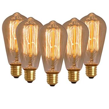 Imagem de 10X Lâmpada Filamento De Carbono Poptem St64 40W 110V 14Cm Decorativa Âmbar