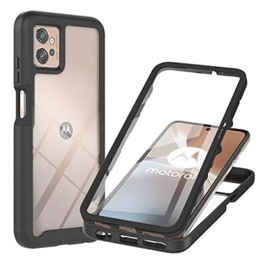 Imagem de Niuuro Capa para Motorola Moto G32 com protetor de tela integrado, capa de telefone à prova de choque de proteção total 360° com capa traseira de PC rígido + capa antiderrapante de silicone TPU macio - preta