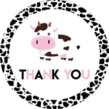 Imagem de Adesivos para lembrancinhas de festa de aniversário de vaca, pacote com 40 adesivos de agradecimento com estampa de vaca de 5 cm, selos, decorações de festa