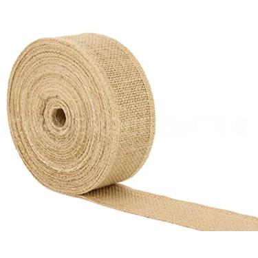 Imagem de CleverDelights Fita de juta natural de 5 cm - borda acabada - 25 jardas - Tecido de juta