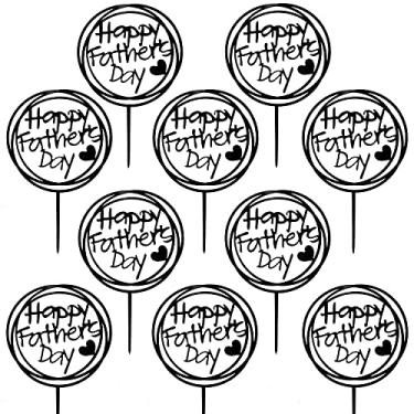 Imagem de JOZON 10 peças de topos de bolo Feliz Dia dos Pais de Acrílico para Dia dos Pais Cupcake Palhetas de Bolo Melhor Tema de Pais Decoração