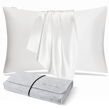 Imagem de DISANGNI 100% Natural Mulberry Silk Pillow case for Hair and Skin with Hidden Zipper 22 Momme Both Sides Real Silk Pillow Case (1pc Queen Size 20" x30", White)