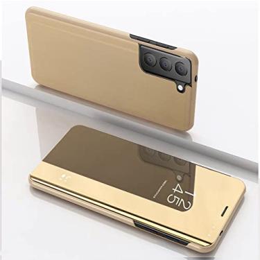 Imagem de Para Samsung Galaxy S22 Ultra 5G Case Espelho Magnético Flip Couro Clear View Capa Traseira Para Samsung S 22 Ultra S22 Plus Case, Dourado, Para Galaxy S22 Ultra
