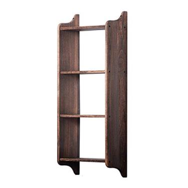 Imagem de Estante de livros rústica de madeira marrom montada na parede estante flutuante unidade de armazenamento e decoração para banheiro, escritório, sala de estar, quarto, lavanderia, estante de cozinha (tamanho : 17,3" x 43,9" x 7,9")