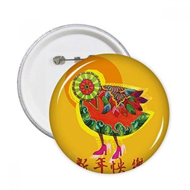 Imagem de Broche redondo primavera feliz ano novo broche emblema botão decoração acessório 5 peças