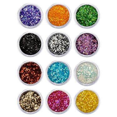 Imagem de Kit com 12 Glitters Flocados Decoração Encapsulamento de Unhas de Gel Nail Art Manicure Pedicure, Multicolor