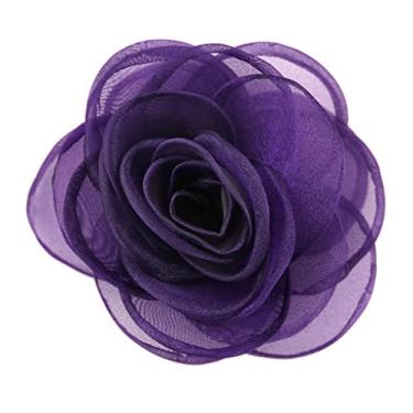 Imagem de Lindos grampos de cabelo florais, broches de rosa roxa para mulheres | Alfinetes versáteis para chapéus, roupas e mais