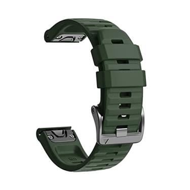 Imagem de WIKUNA Pulseira de relógio de liberação rápida de silicone para Garmin Fenix 7X 7 6X Pro Watch Pulseira Easyfit 26 22MM Pulseira (Cor: Verde exército, Tamanho: 22mmFenix 6 Pro)
