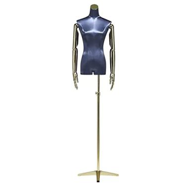Imagem de Female Mannequin Torso Torso de manequim de busto feminino em forma de vestido, bustos de forma de vestido de meio comprimento com braços, modelo manequim para exibição realista de roupas (Color : Bl