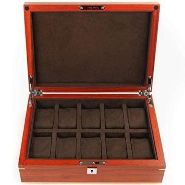 Imagem de Caixa de relógio masculino em madeira mostradora de relógio personalizada grande suporte para homens e mulheres