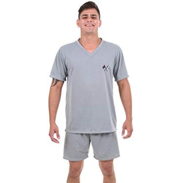 Imagem de Pijama 4 Estações Curto Masculino Fechado Verão (P, Cinza)