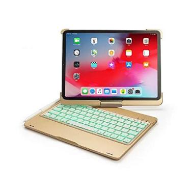 Imagem de Capa com teclado retroiluminado giratório 360 para iPad Pro 11 polegadas 2020 2ª Geração, 360 Retroiluminado com 7 cores suporte para Apple Pencil Charging para iPad Pro 11 polegadas 2ª geração, Dourado