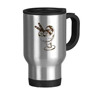 Imagem de Caneca de viagem de chocolate marrom com bola de sorvete copo de aço inoxidável copo de carro copo térmico