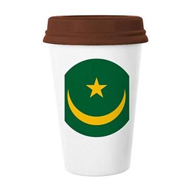 Imagem de Mauritânia África Nacional Emblema Caneca Café Copo Copo Cerâmica Tampa
