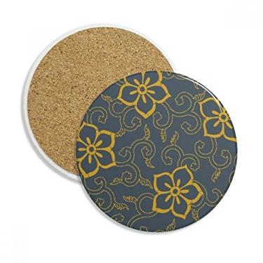 Imagem de Caneca de porta-copos chinesa estilo japonês com folhas asiáticas e proteção de mesa