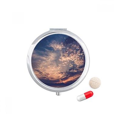 Imagem de Porta-comprimidos laranja azul escuro céu nuvens bolso caixa de armazenamento de remédios dispensador