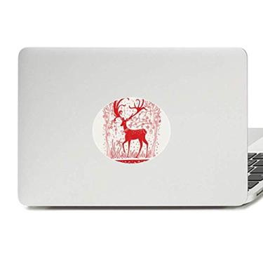 Imagem de Adesivo de notebook com emblema de vinil de corte de papel vermelho de animal de veado de desenho animado