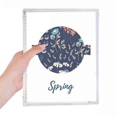 Imagem de Caderno de pintura de plantas com flores brancas azuis e folhas soltas diário recarregável