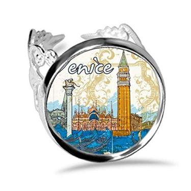 Imagem de DIYthinker Anel de Ilustração Nacional da Itália Venice Landmark Ajustável Amor Casamento Noivado