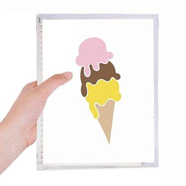 Imagem de Caderno de sorvete rosa marrom amarelo e amarelo com folhas soltas diário recarregável artigos de papelaria