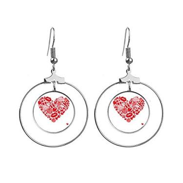 Imagem de Brincos de coração vermelho para dia dos namorados, joia com pingente de argola