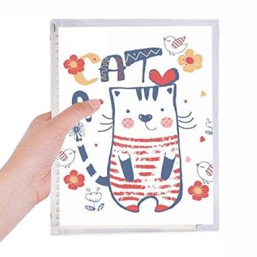 Imagem de Caderno de desenho de flores de gato fofo com desenho de folhas soltas e diário recarregável