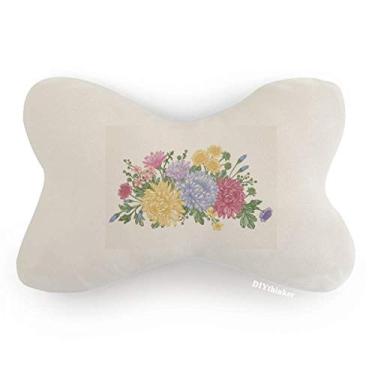 Imagem de DIYthinker Almofada de apoio de cabeça para decoração de pescoço com flor de crisântemo Greenery