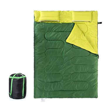 Imagem de C/H Saco de dormir duplo para mochilão, acampamento ou caminhadas, saco de dormir à prova d'água para clima frio para 2 pessoas para adultos ou adolescentes Caminhão, barraca ou almofada de dormir, leve para as quatro estações