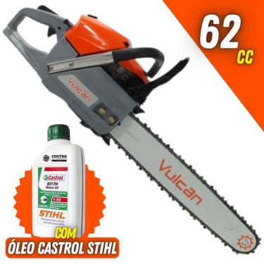 Imagem de Motosserra Profissional Vulcan VS620 Robusta e Resistente á Gasolina 2 Tempos 62cc 4HP 11500rpm Com Arranque Easy Start + Óleo 2 Tempos Castrol Sthil
