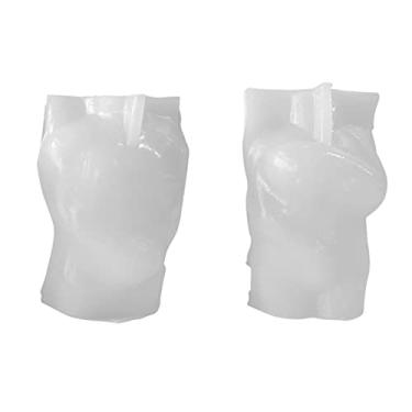 Imagem de IOOOFU 2 peças de moldes de decoração de bolo de fondant para mulheres e homens, molde de epóxi de chocolate, molde manual de velas aromáticas para decorações silicone transparente