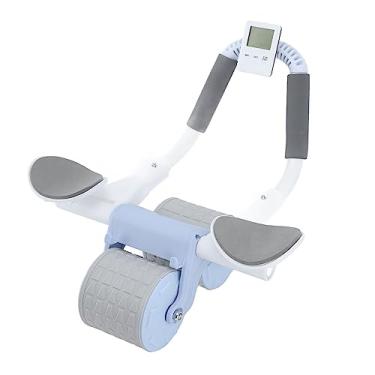 Imagem de Rolo de exercício abdominal abdominal, roda abdominal de recuperação automática com suporte de cotovelo e temporizador de roda abdominal equipamento de exercício para homens mulheres treino de força (azul)