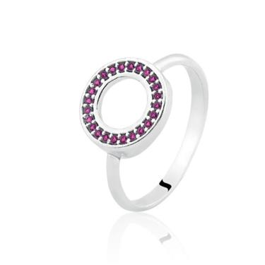 Imagem de Anel de Prata Zircônia Redondo Life Rosa
