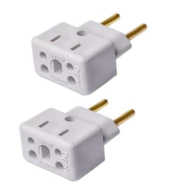 Imagem de Kit 2 Adaptadores Tomadas Bob Esponja Benjamin 10A 20A Plug Pino Grosso 250v Plugue T Bivolt