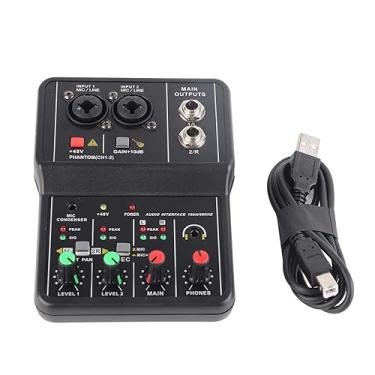 Imagem de Okjhfd Misturador De áudio De 2 Canais, Equipamento De Dj, Console De Mixagem De Som Compacto De Energia Usb 48v Para Gravação De Música Em Casa Karaokê Internet Karaokê