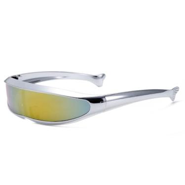 Imagem de Óculos de sol galvanizados espelhados de uma peça, feminino, masculino, steampunk, rave, festa, uv400,6, tamanho único