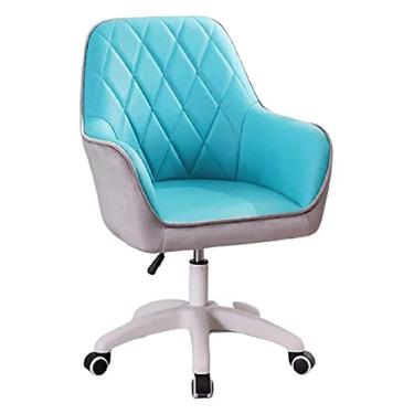 Imagem de Cadeira de escritório Cadeira de escritório Mesa e cadeira de escritório Cadeira de escritório ergonômica Assento com apoio de braço Compacto 360 ° Cadeira giratória Cadeira de computador (cor: azul
