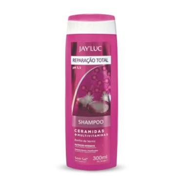 Imagem de Jay'Luc Cosméticos Shampoo Reparação Total Jay Luc 300Ml Xampu De Cabelo Com Ceramidas E Multivitaminas Rosa Cabelos Secos E Danificados Nutrição Intensiva