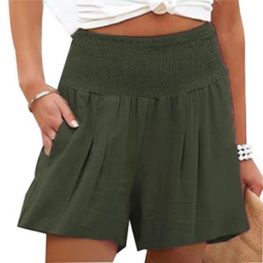 Imagem de Tbest Etwomen Shorts de Verão Casual Treino Cintura Elástica Shorts Franzidos Com Ket para Correr Fitn Preto M (M)