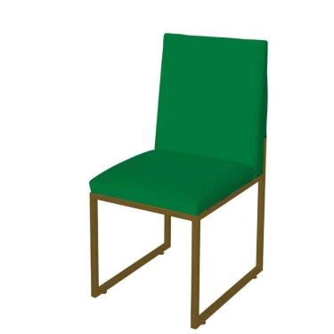 Imagem de Cadeira De Jantar Escritorio Industrial Garden Ferro Dourado Suede Verde