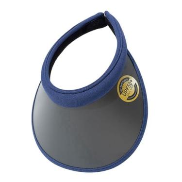 Imagem de Boné unissex ajustável respirável com parte superior vazia - proteção solar leve esportiva aba larga, Preto e azul, 4