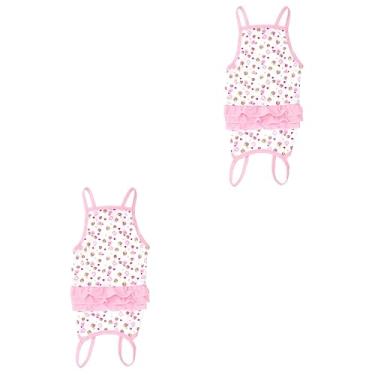 Imagem de BESPORTBLE 2 Unidades saia de cachorrinho lindos vestidos cor-de-rosa para cães de estimação vestido de verão curto saia de cinta para cachorro saia de cachorro babados roupas saia plissada